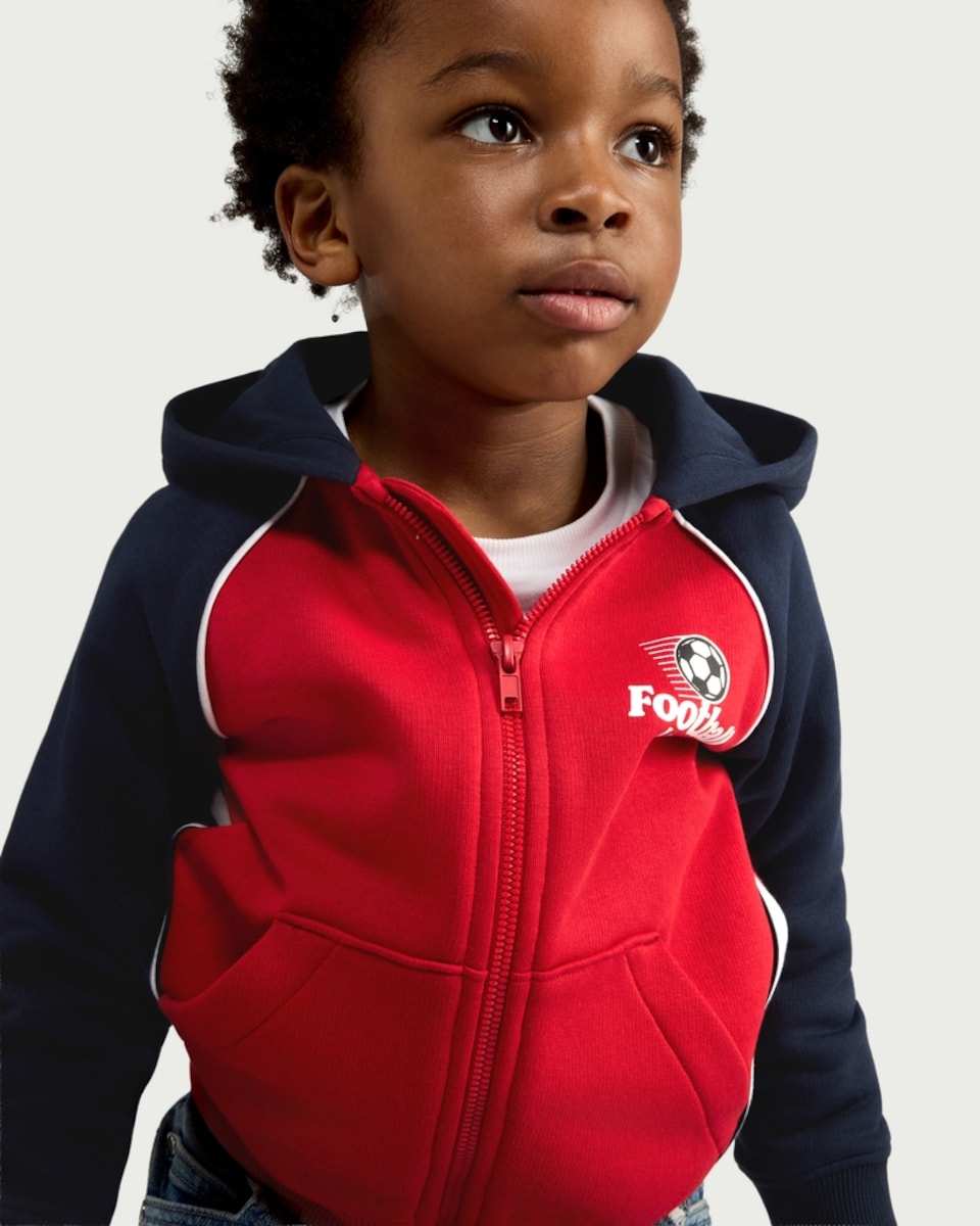image 1 of F&F Boys Cotton Rich Football Legend Zip Up Hoodie in Multi