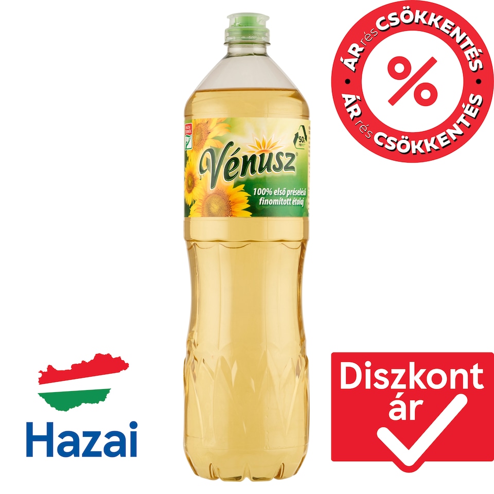Vénusz 100% első préselésű, finomított napraforgó-étolaj 1 l 1. kép