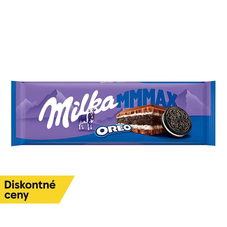 Milka Oreo čokoláda z alpského mlieka s kakaovou sušienkou a vanilkovo-mliečnou náplňou 300 g