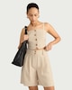 image 1 of F&F Pleated Utility Shorts in Beige