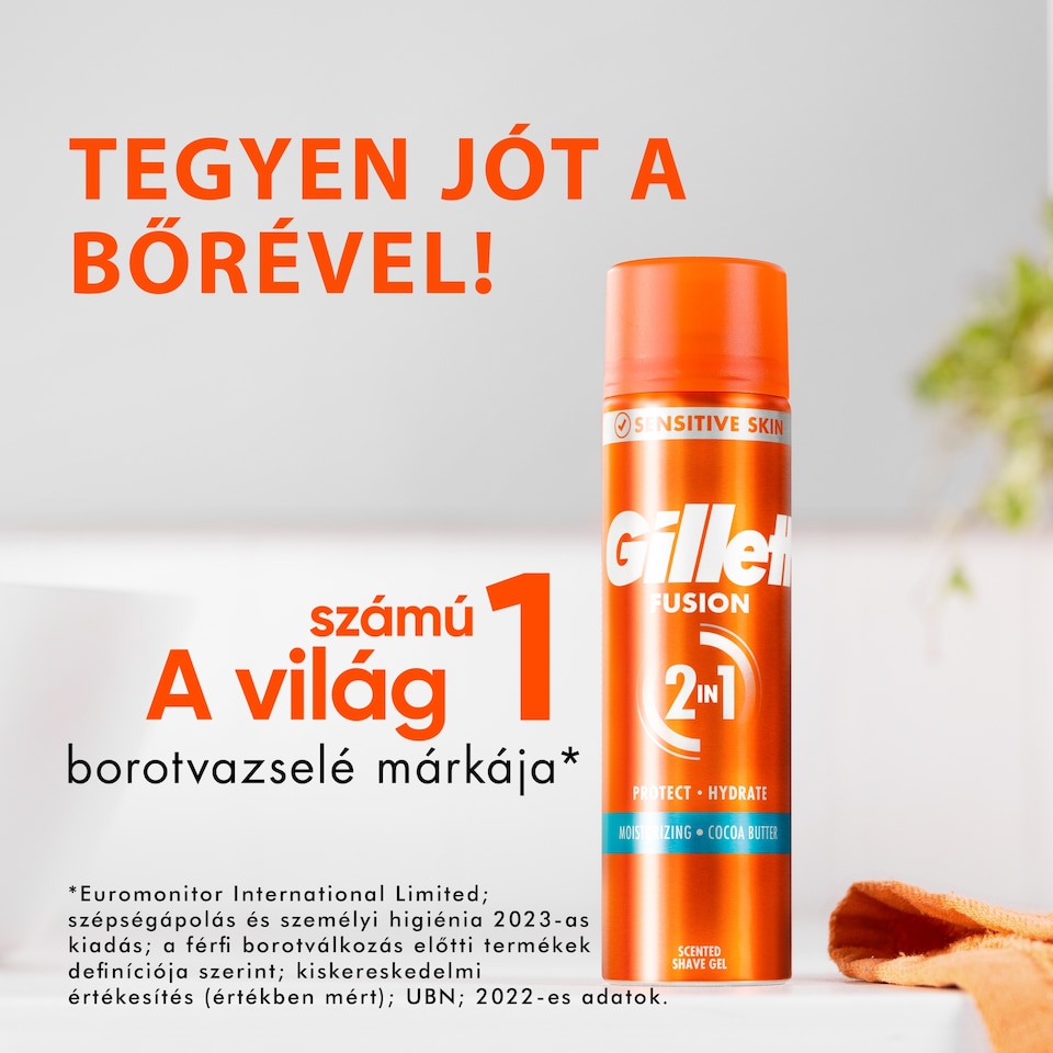 image 1 of Gillette Fusion Hidratáló Borotvazselé Férfiak Számára, Kakaóvajjal, 200ml
