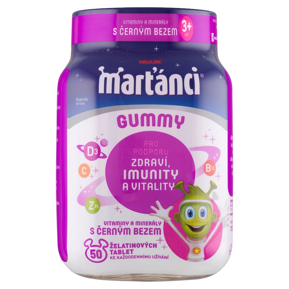 image 1 of Marťánci Gummy Vitamins and Minerals with Black Elderberry 50 Gelatin Tablets 175.0g