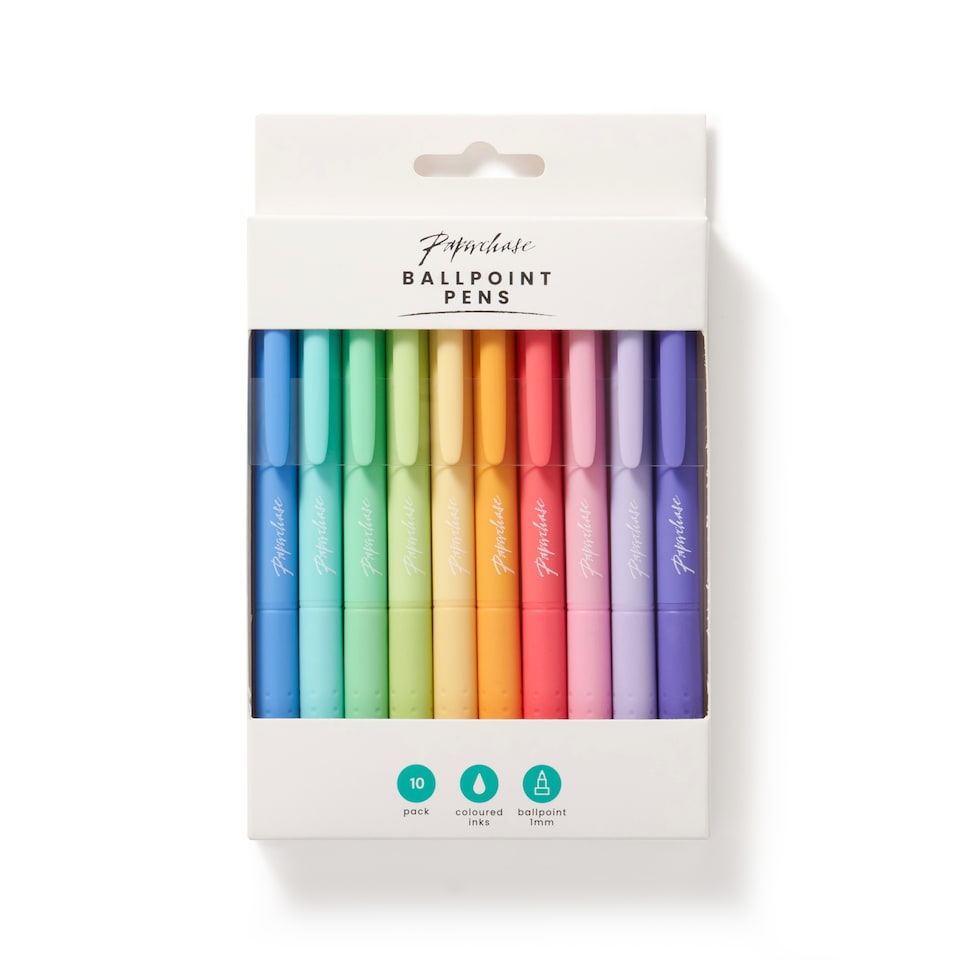 Paperchase x10 Rainbow Ball Point Pens