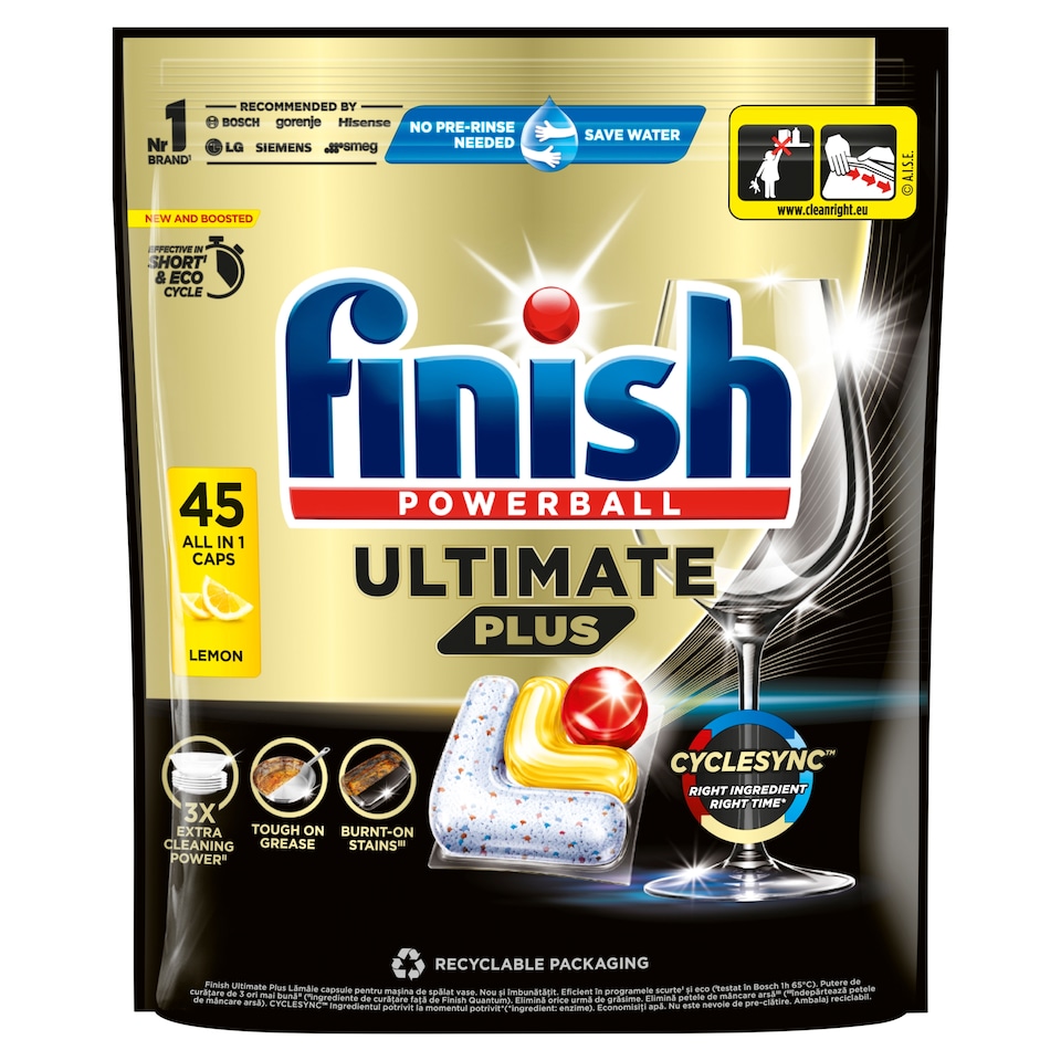 Finish Ultimate Plus kapsle do myčky nádobí Lemon 45 ks
