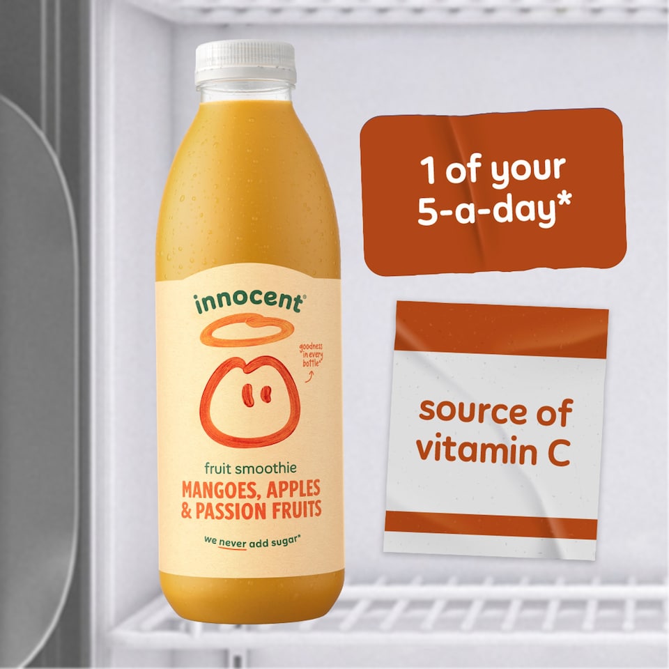 image 1 of Innocent Smoothie Mangoes Passion Fruits & Apples 250ml