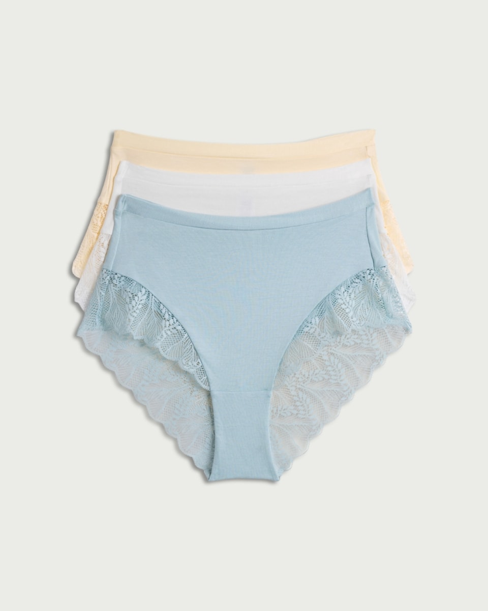image 1 of F&F 3-Pack Lace Trim Briefs in Multi