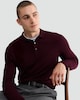 image 1 of F&F Pure Merino Wool Long Sleeved Polo Shirt in Burgundy