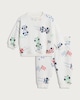 image 1 of F&F Baby 2-Piece Cotton Rich Racing Car Print Sweatshirt and Joggers Set in White