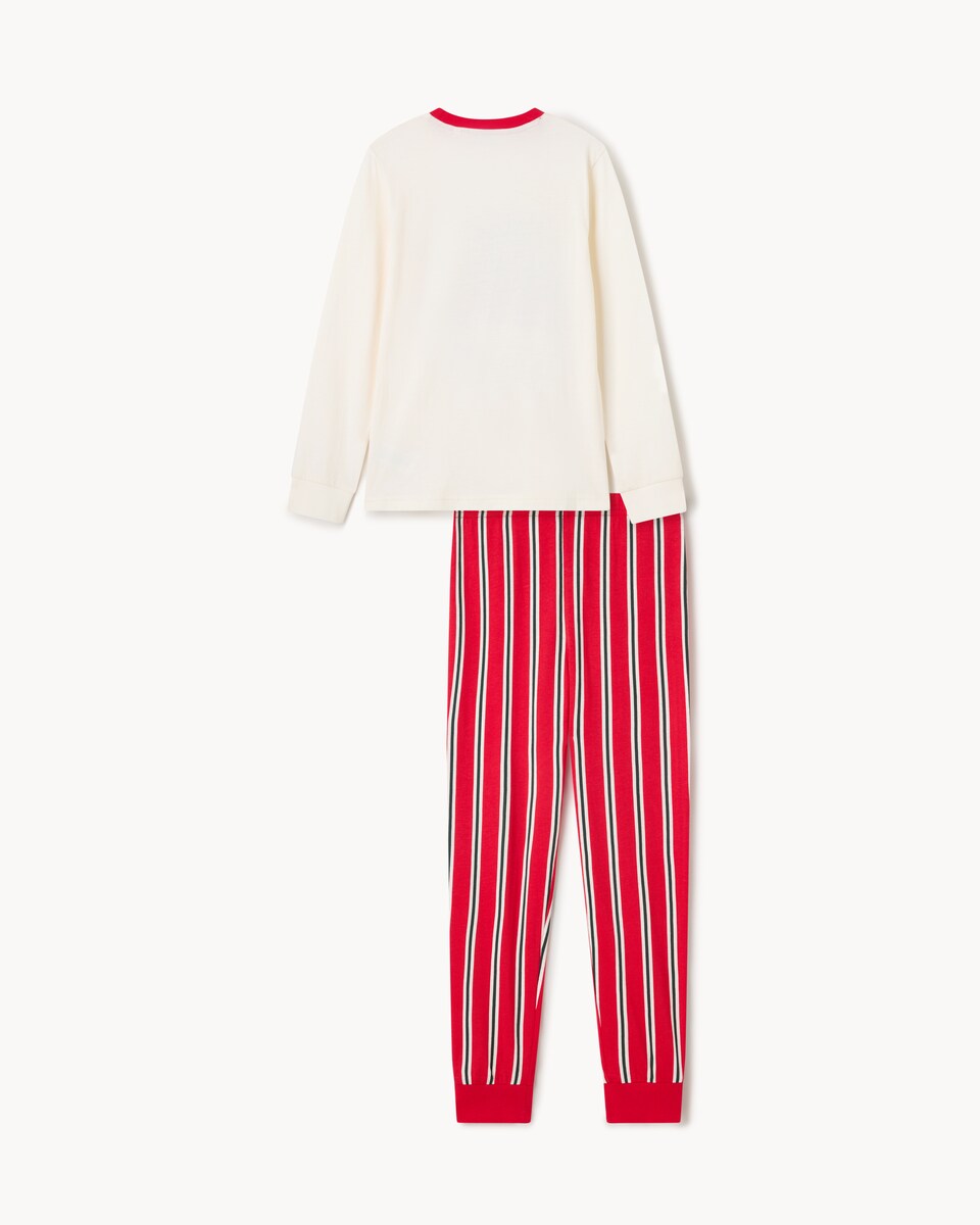 image 1 of Christmas Kids Pure Cotton Merry & Bright Family Matching Pyjama Set in Cream