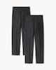 image 4 of F&F School Boys 2-Pack Slim Fit Longer Length Trousers in Grey