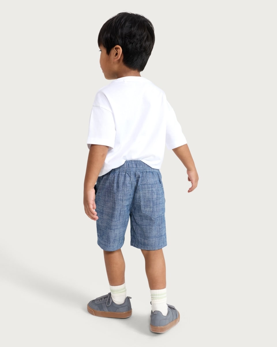 image 1 of F&F Boys Cotton Rich Drawstring Shorts in Blue