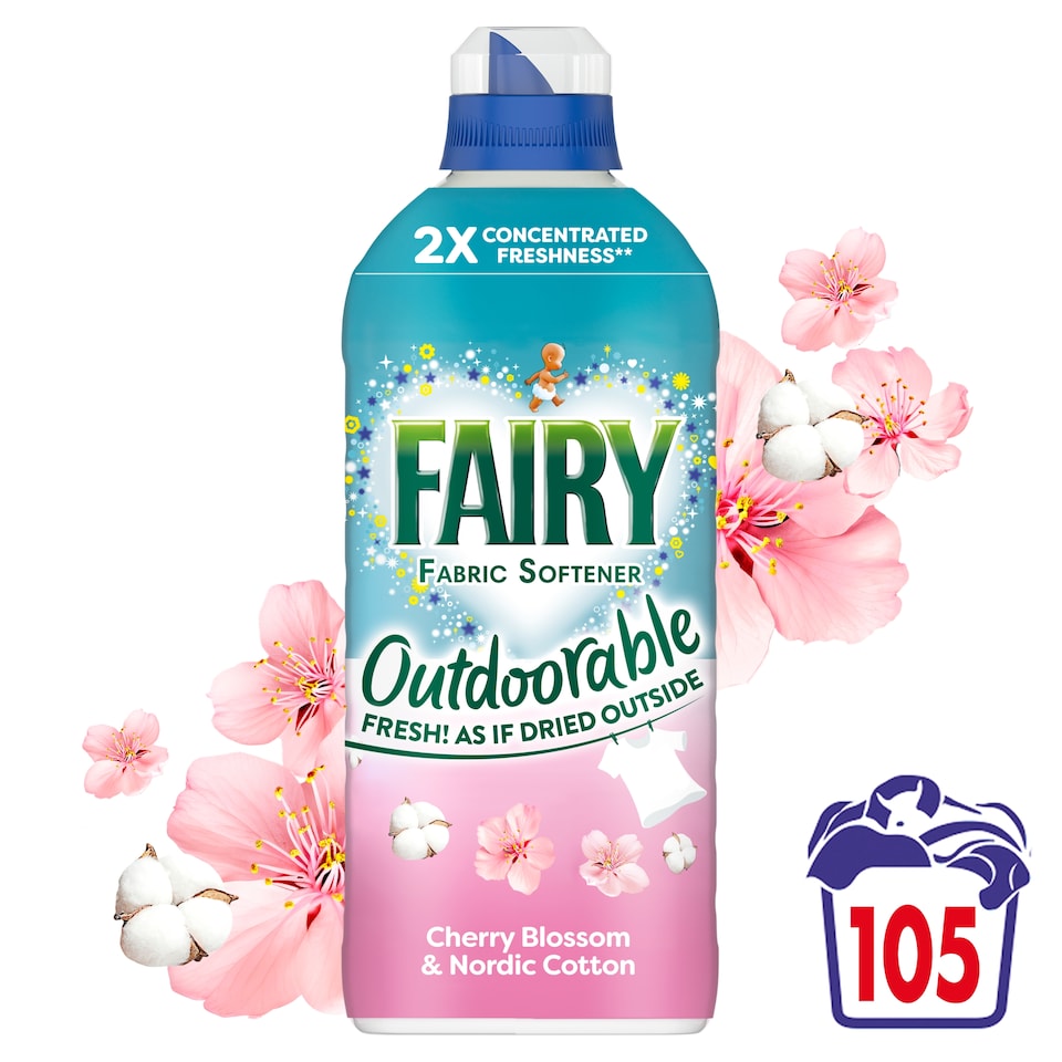 image 1 of Fairy Outdoorable Fabric Conditioner Cherry Blossom & Nordic Cotton 105 Washes 1.47L