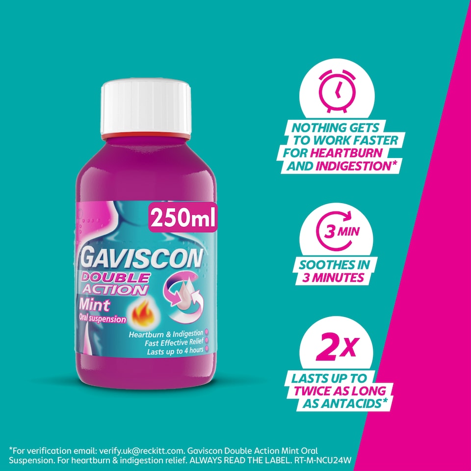 image 1 of Gaviscon Double Action Heartburn & Indigestion Liquid Mint 250ml