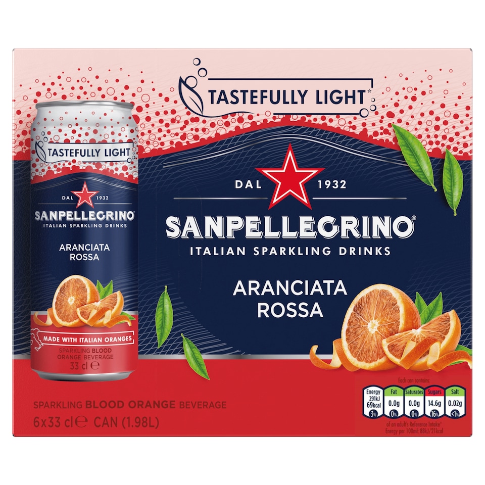 SAN PELLEGRINO SPARKLING ORANGE & BLOOD ORANGE SPARKLING DRINK 6 X 330ML