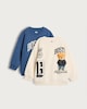 image 4 of F&F Boys 2-Pack Cotton Rich Boston Teddy Sweatshirts in Cream