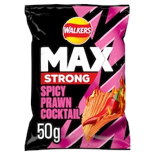 Walkers Max Strong Fiery Prawn Cocktail Grab Bag Crisps 50g