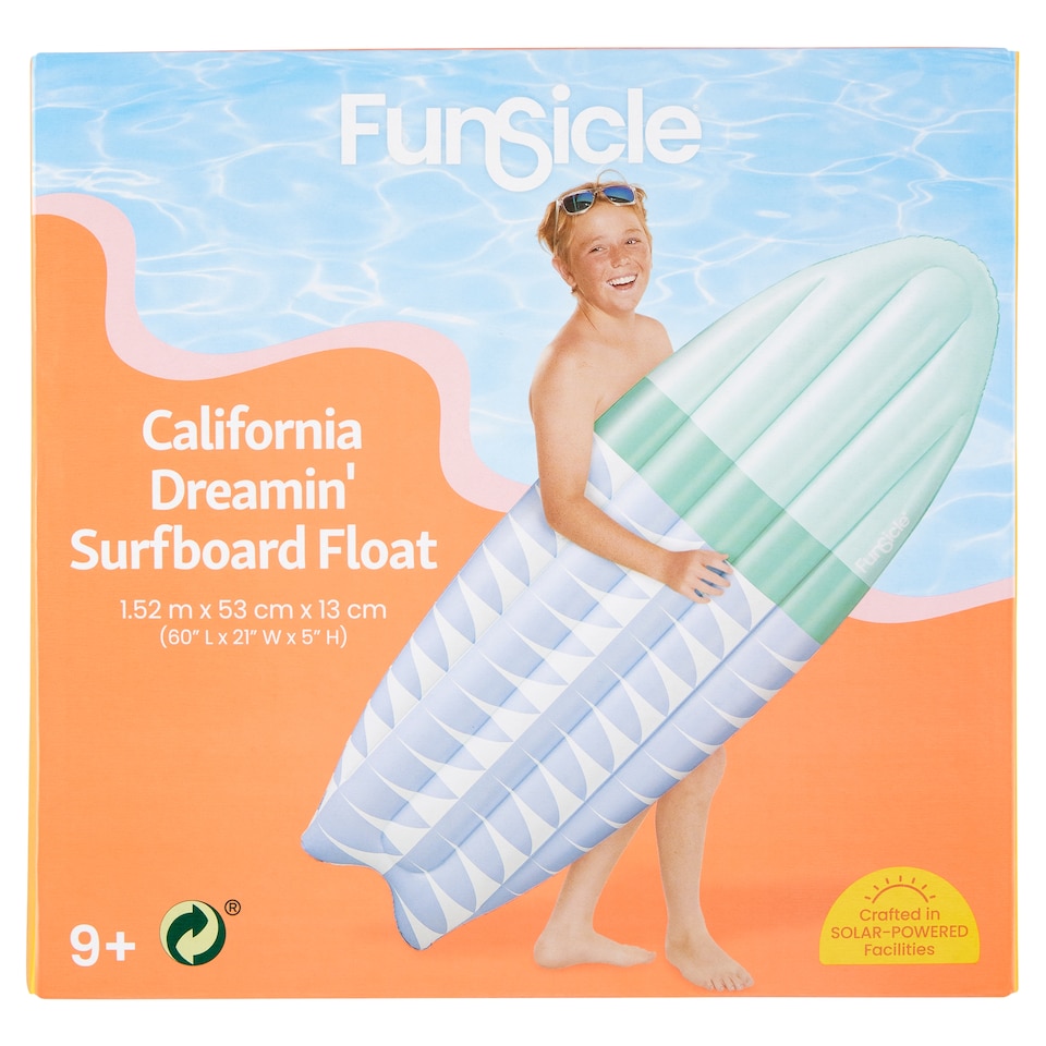 Funsicle California Dreamin' Surfboard Float 1,52 m x 53 cm x 13 cm