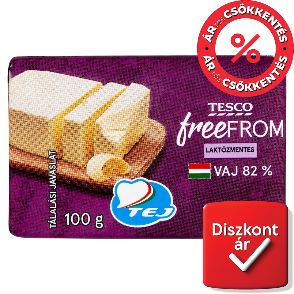 Tesco Free From laktózmentes vaj 82% 100 g