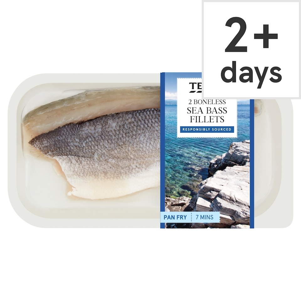Tesco 2 Boneless Sea Bass Fillets 180G