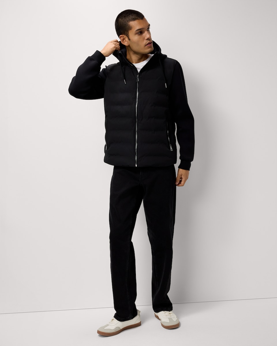 image 1 of F&F Zip Up Hooded Jacket in Black