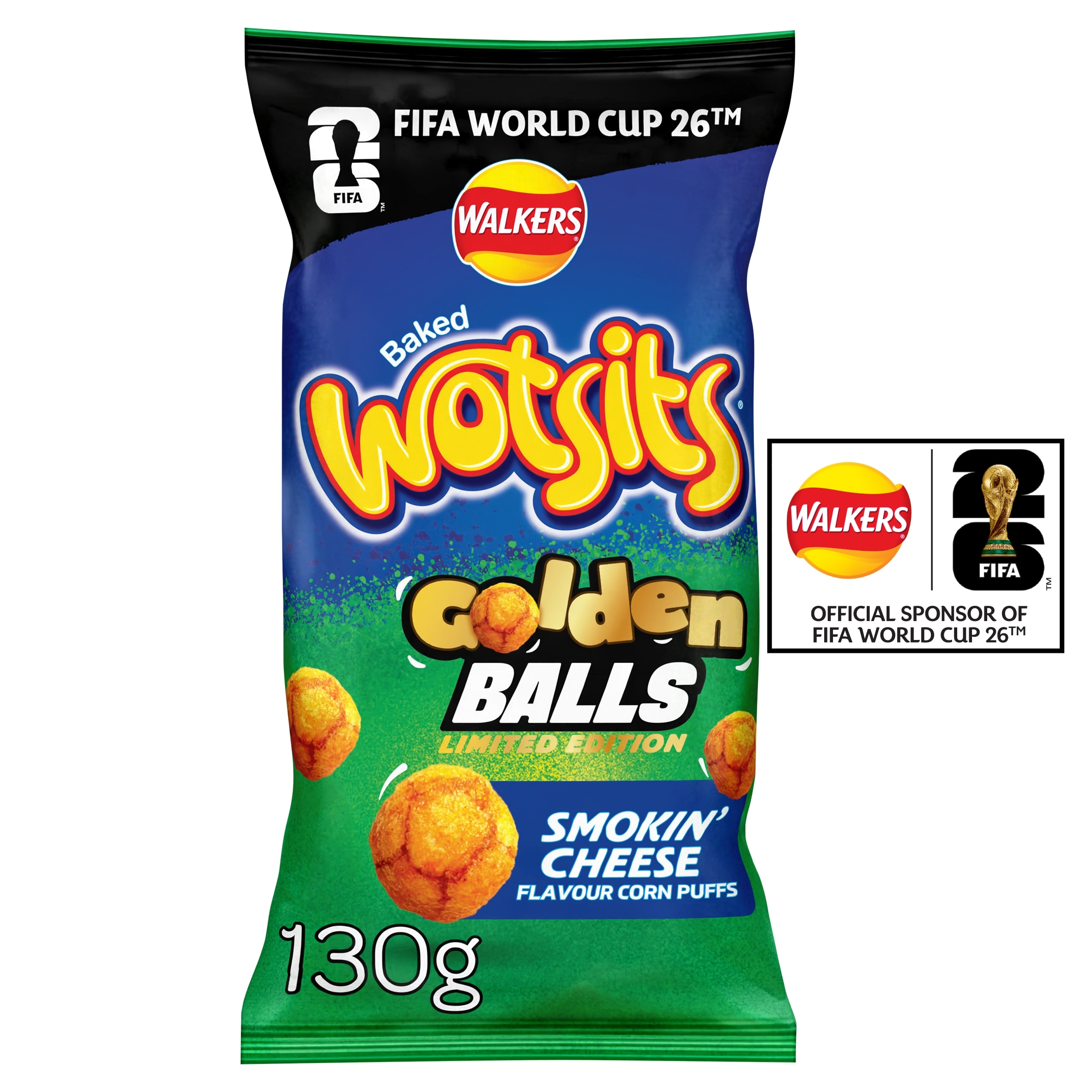 Walkers Wotsits Golden Balls Smokin' Cheese Flavour Crisps 130g
