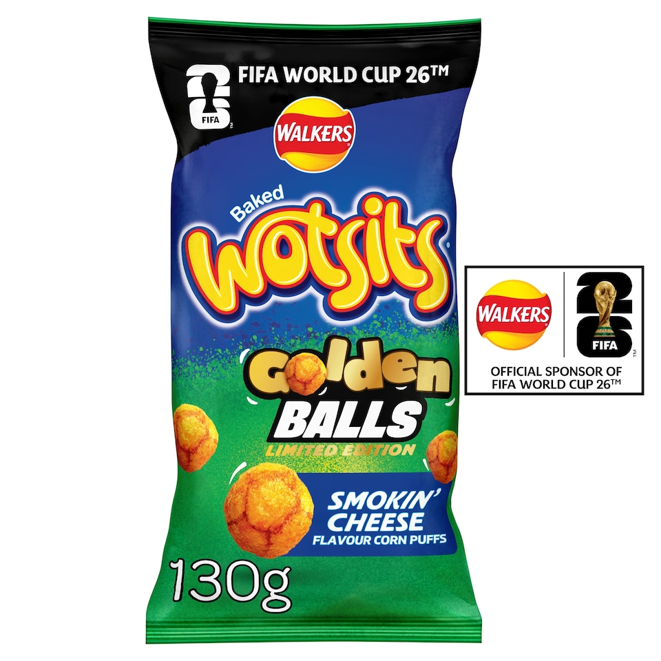 Walkers Wotsits Golden Balls Smokin' Cheese Flavour Crisps 130g