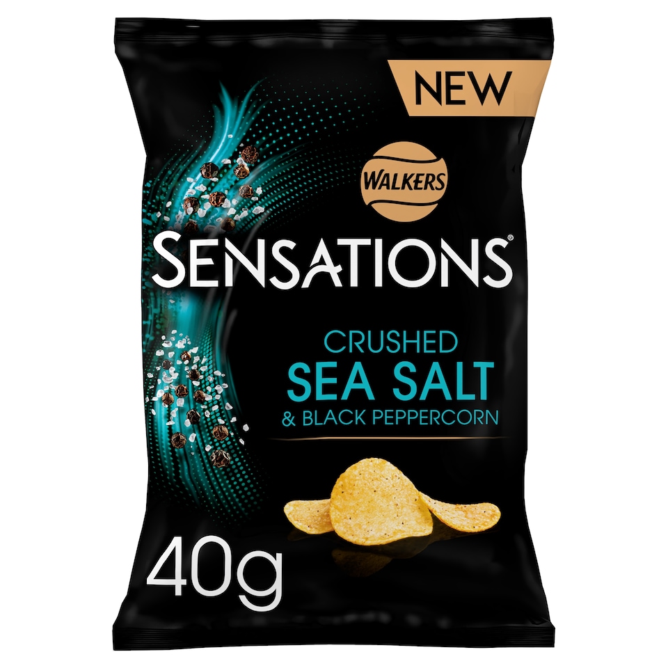 Sensations Crushed Sea Salt & Black Peppercorn Flavour Potato Crisps 40g