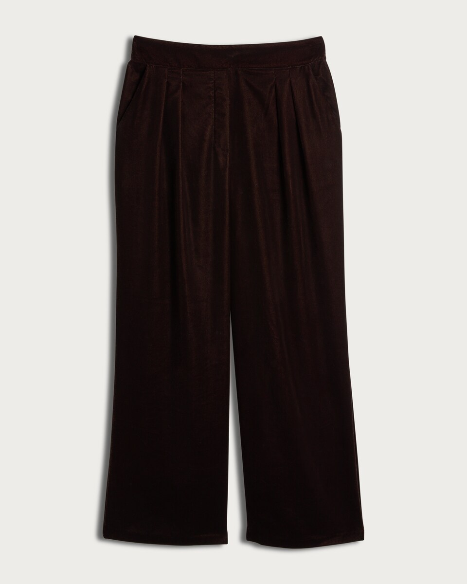 image 1 of F&F Velvet Wide Leg Trousers in Brown
