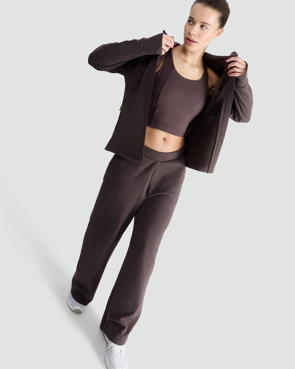 image 1 of F&F Active Wide Leg Co-ord Joggers in Brown