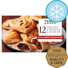 Tesco 12 Beef & Red Wine Lattices 360G
