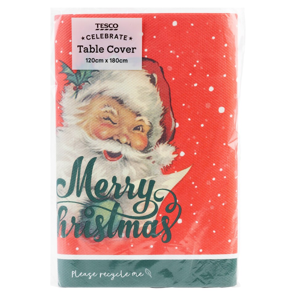 Tesco Trad Santa Red Christmas Tablecover 180 X 120cm