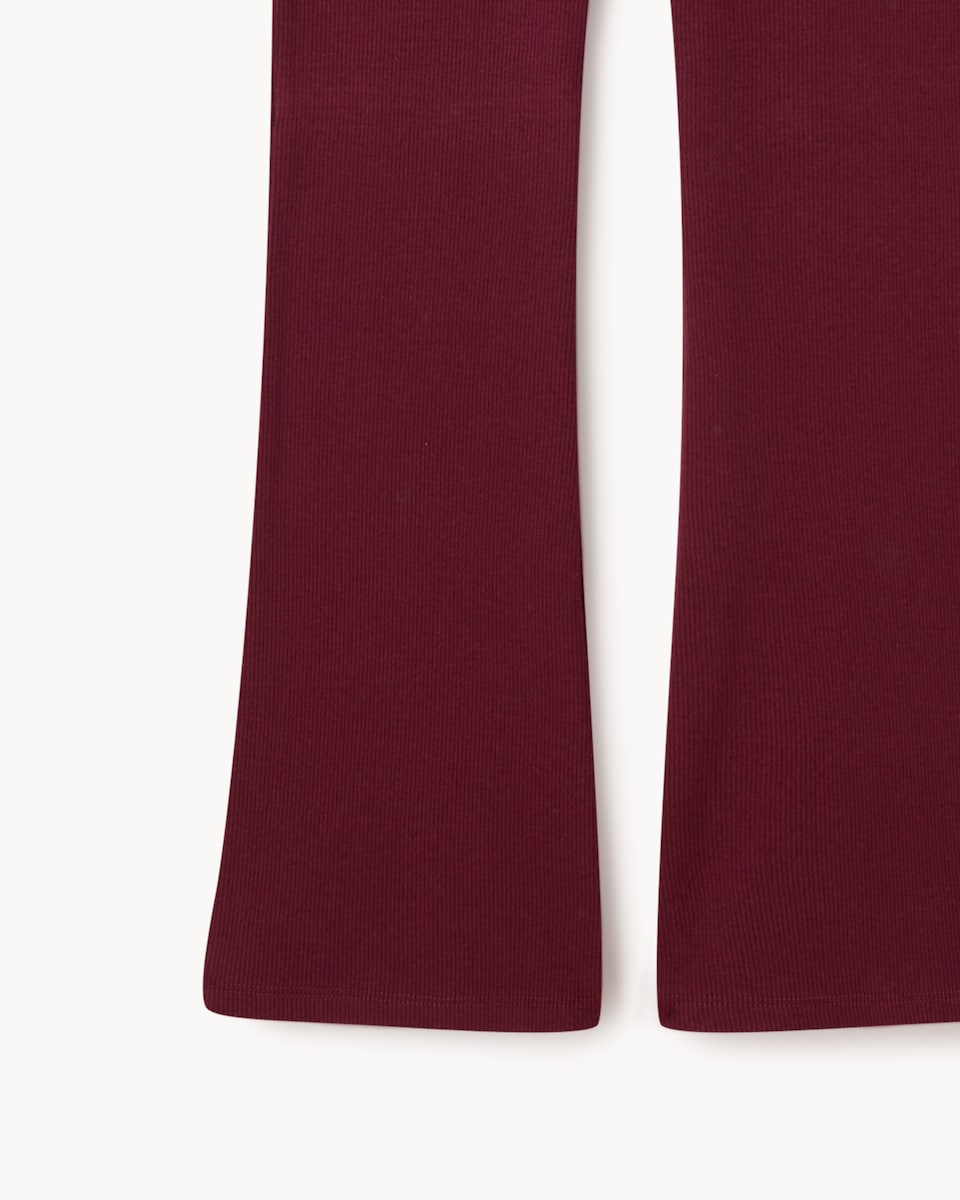 image 1 of F&F Girls Cotton Rich Ribbed Flared Leggings in Burgundy