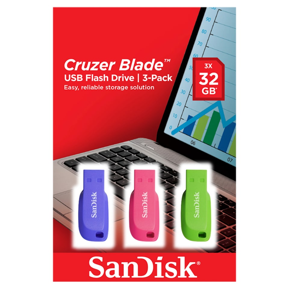 SanDisk Cruzer Blade USB Triple Pack 32gb