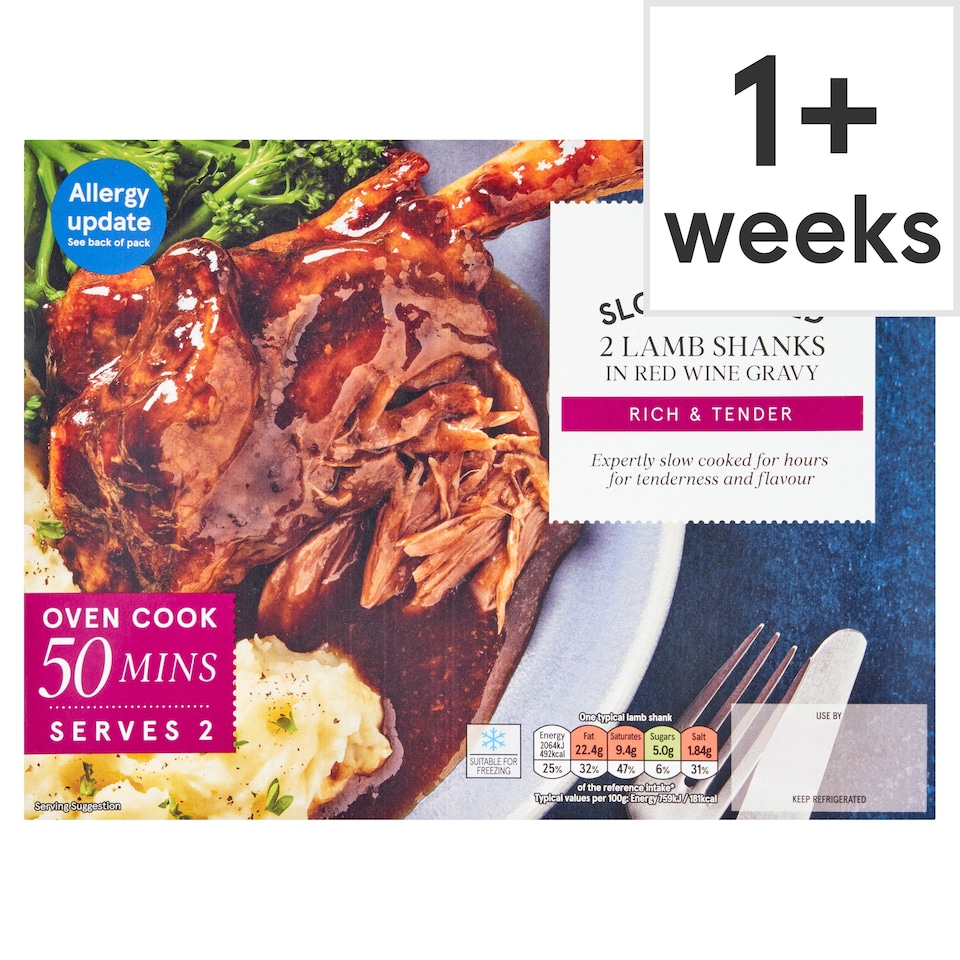 Tesco 2 Lamb Shanks In Red Wine Gravy 780g