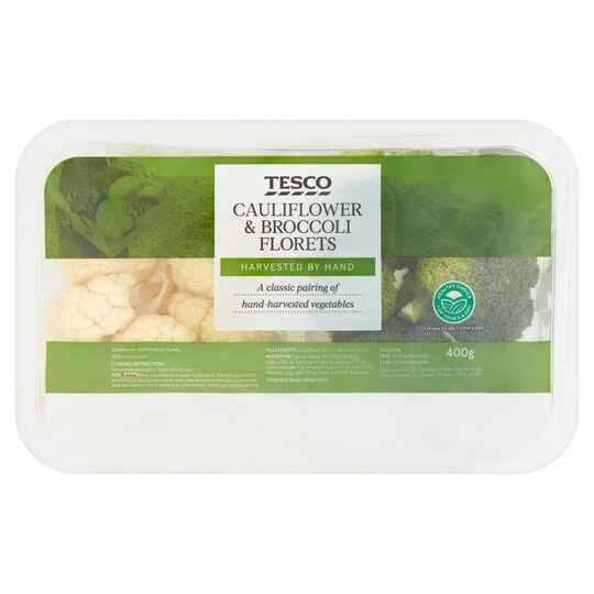Tesco Broccoli & Cauliflower Florettes 400G Tesco Groceries