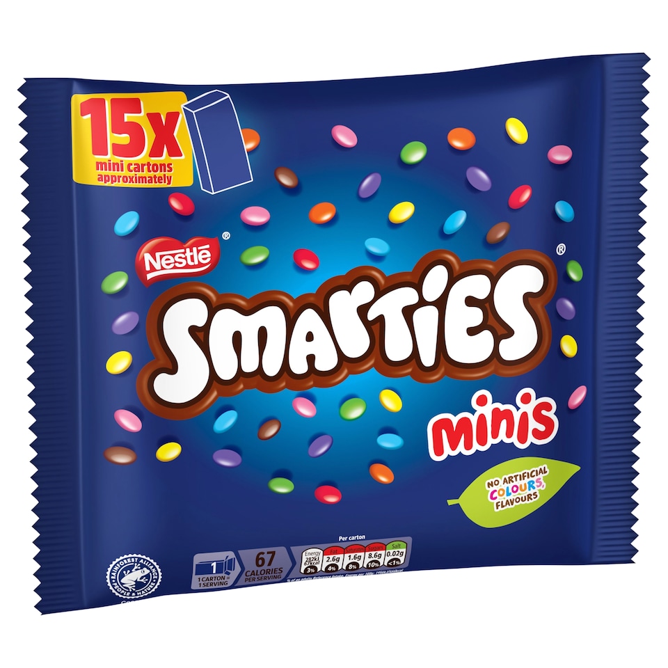 image 1 of Smarties Mini Cartons Chocolate 15 Pack Multipack 216g