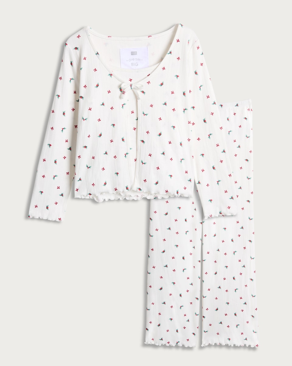 image 1 of F&F Girls 3-Piece Floral Print Pyjamas Set in Multi