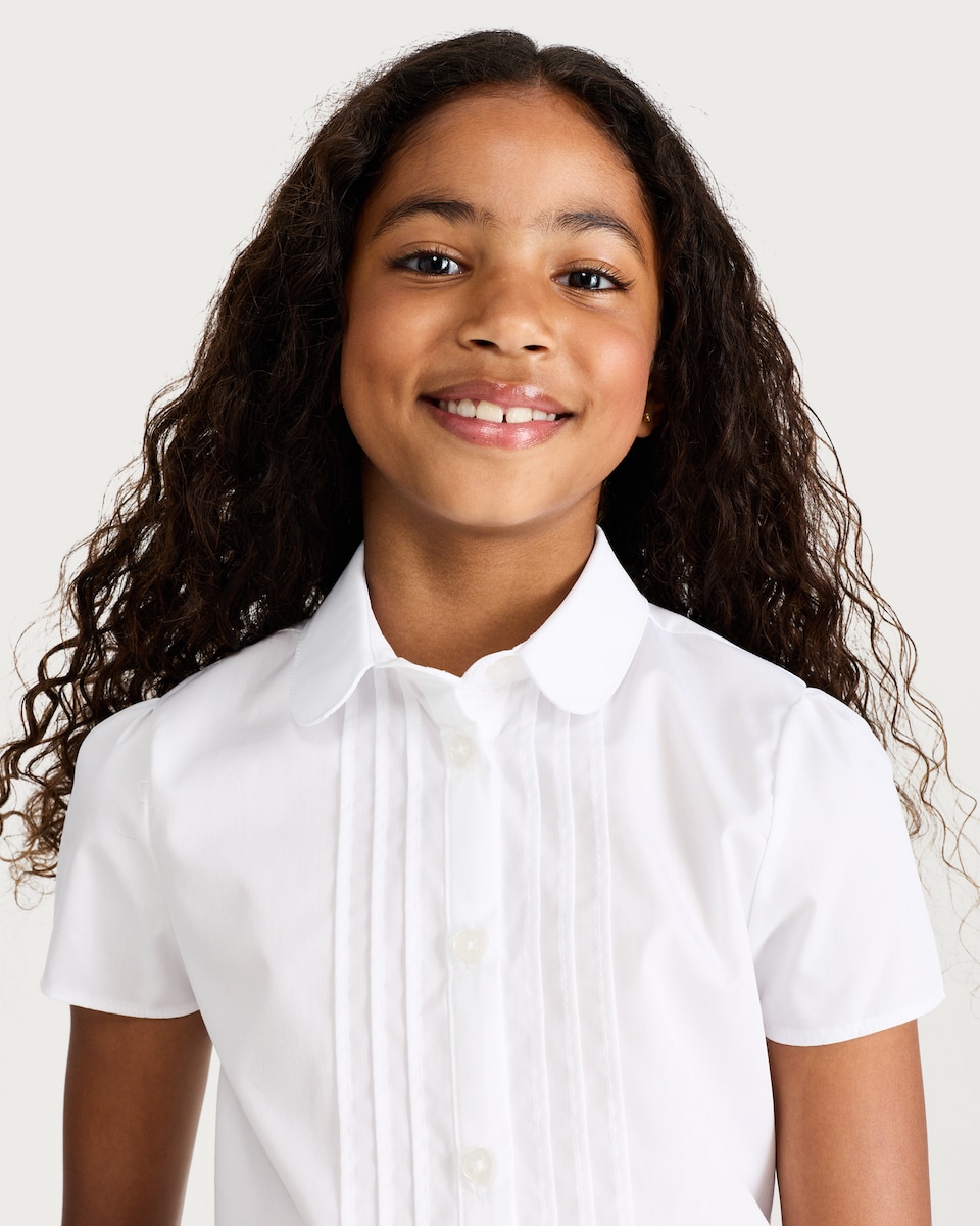 image 1 of F&F School Girls 2-Pack Pintuck Shirts in White