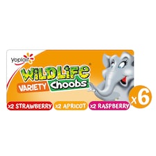 Wildlife Choobs Strawberry Raspberry & Apricot Kids Yoghurt Tubes 6x37g