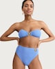 image 2 of F&F Textured Starfish Accent High Waisted Bikini Bottoms in Blue