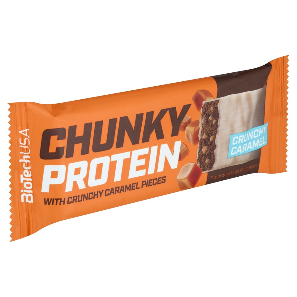 Obrázek 1 pro produkt BioTechUSA Chunky Protein karamelová proteinová tyčinka s bílou polevou 50g