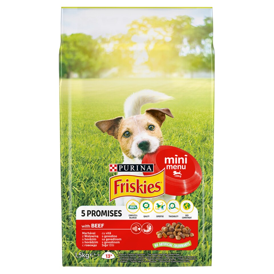 image 1 of Purina Friskies Mini Menu Dry Dog Food with Beef and Vegetables 1,5 kg