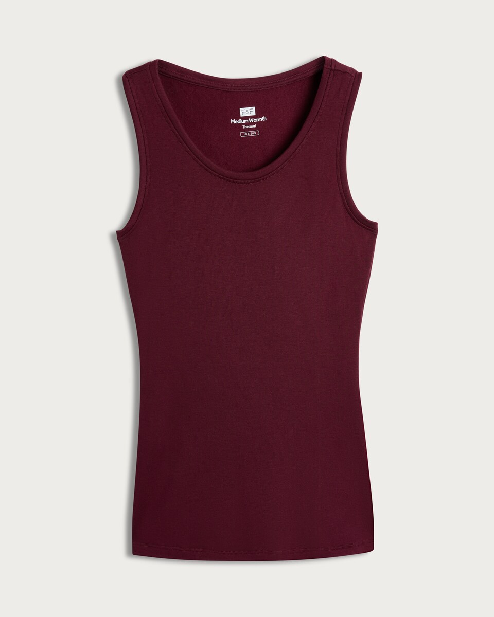 image 1 of F&F Soft Touch Thermal Scoop Neck Cami Top in Purple