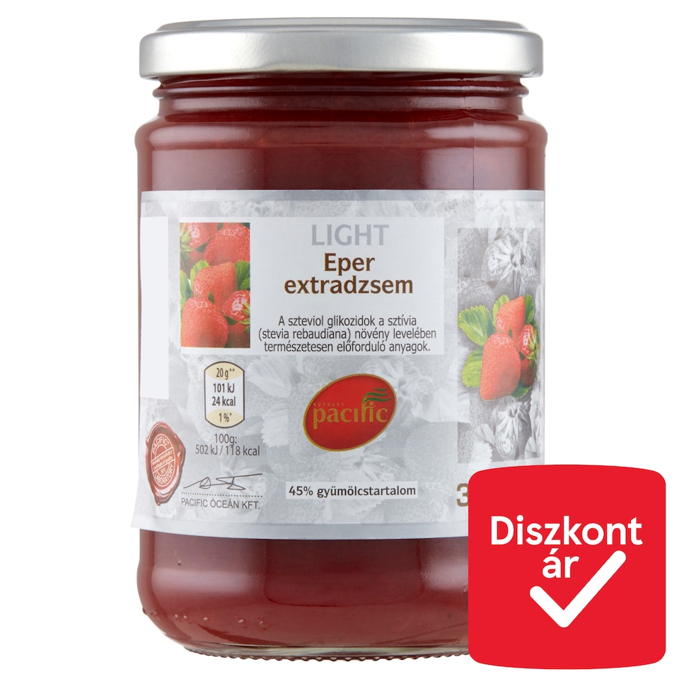 Pacific Light eper extradzsem cukorral és édesítőszerrel 390 g  1. kép