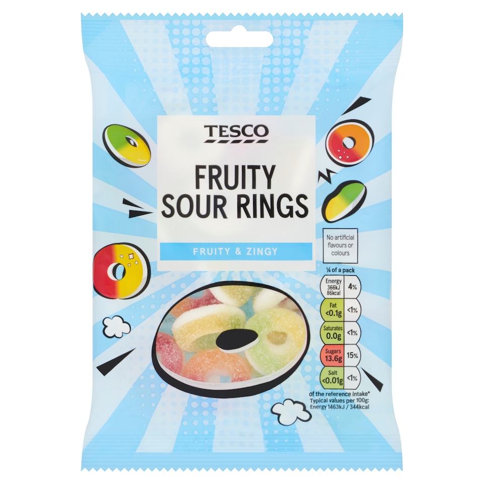 Tesco Fruity Sour Rings 100g
