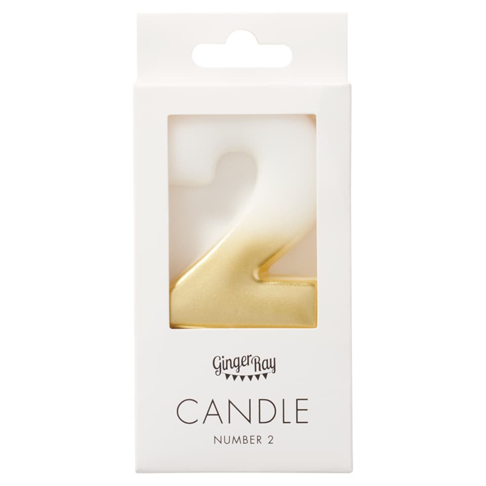 image 1 of Ginger Ray Shimmer Gold Number 2 Candle