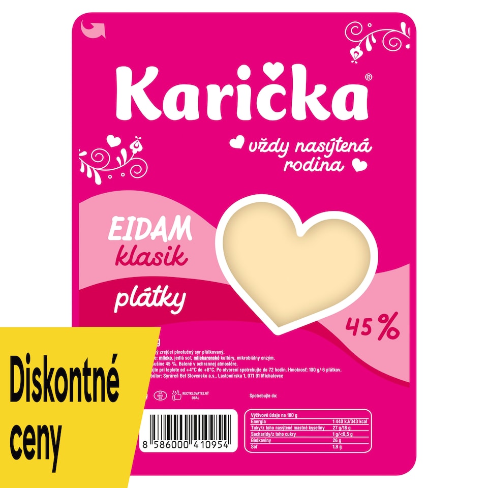image 1 of Karička Edam 45 % Slices Classic 100 g