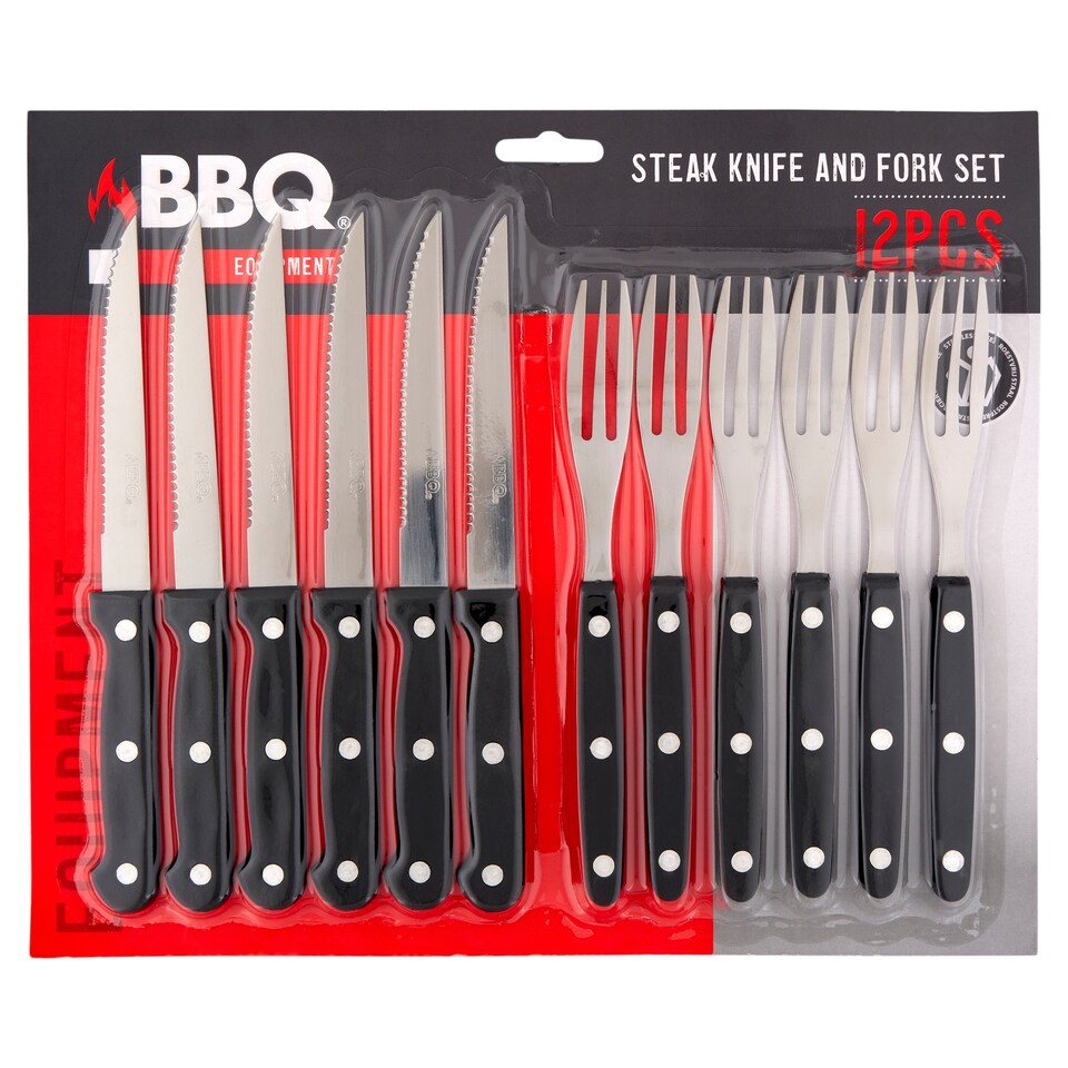 BBQ Steak Knife and Fork Set 12 pcs