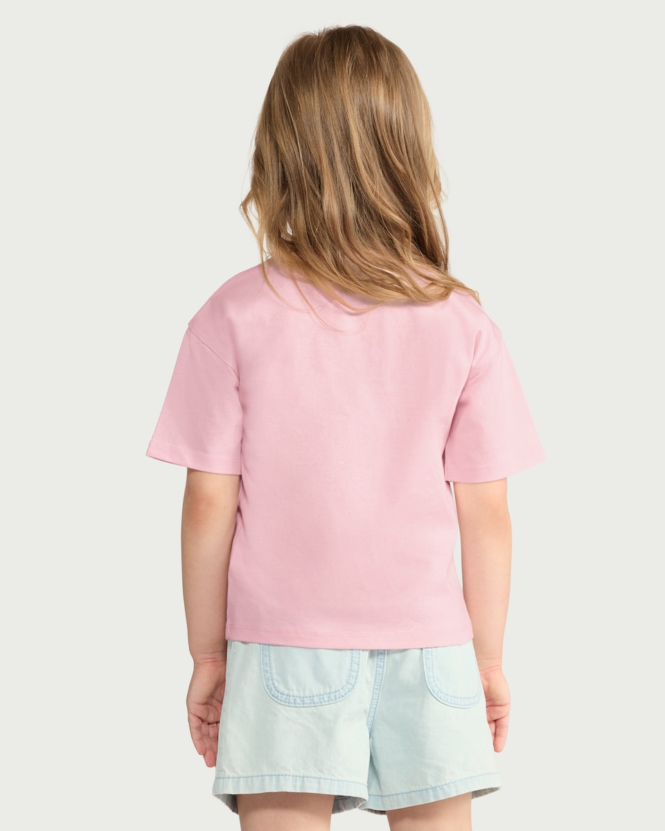 image 1 of F&F Girls Pure Cotton New York Teddy T-Shirt in Multi