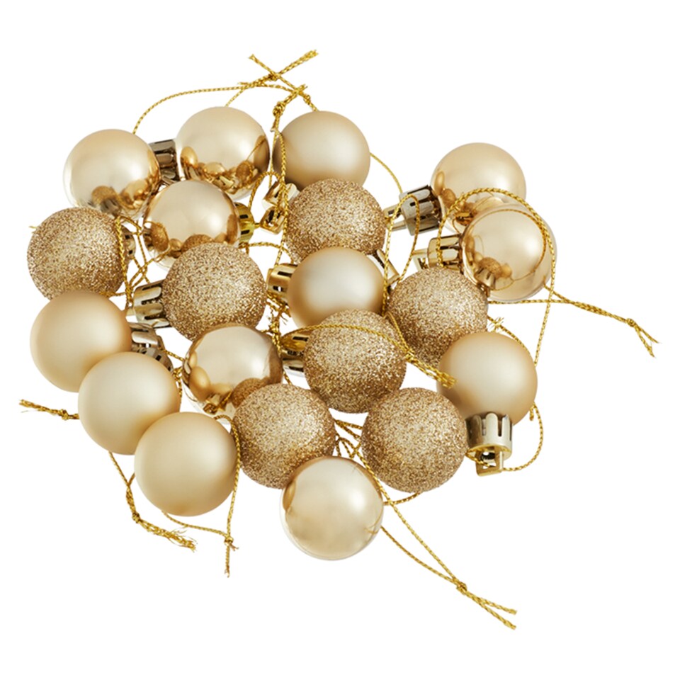 Tesco 20 Pack Gold Mini Baubles